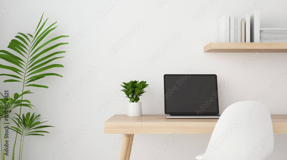 Poster modern workspace design a minimalist approach with natural elements for productivity and aesthetic a