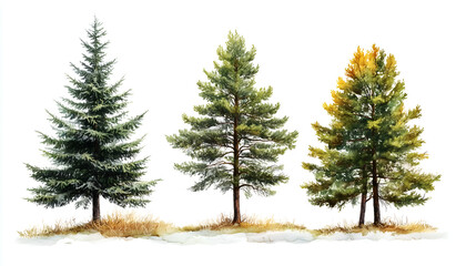 Obraz premium pine tree illustrations art on a white background