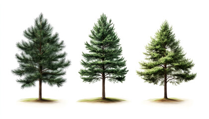 pine tree illustrations art on a white background