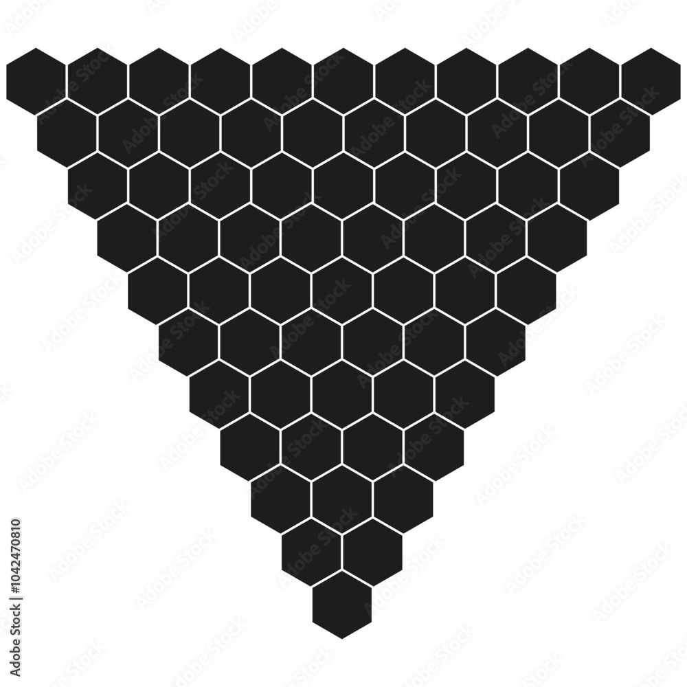 Poster hexagonal grid icon. inverted triangle pattern. bold black shapes. geometric vector design.