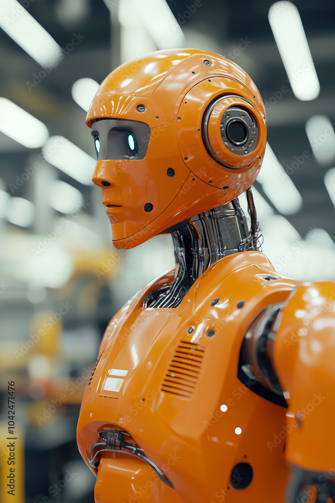 Poster exploring the future of robotics innovations in industrial automation and human interaction