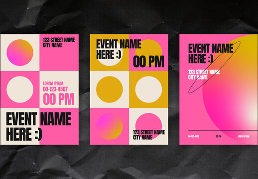 Geometric Pink Poster Set Layout