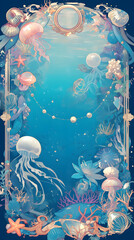 Underwater Themed Tarot Frame with Pastel Pearls
