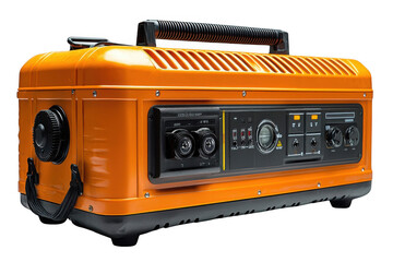 Orange portable generator isolated on transparent background, png file, no background png file