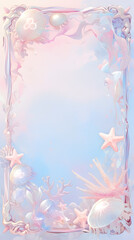 Pastel Tarot Card Frame with Jellyfish and Sea Motifs
