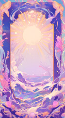 Mystical Mermaid Tails with Glowing Sun Frame