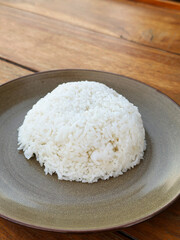 Close up of steam basmati rice on plate