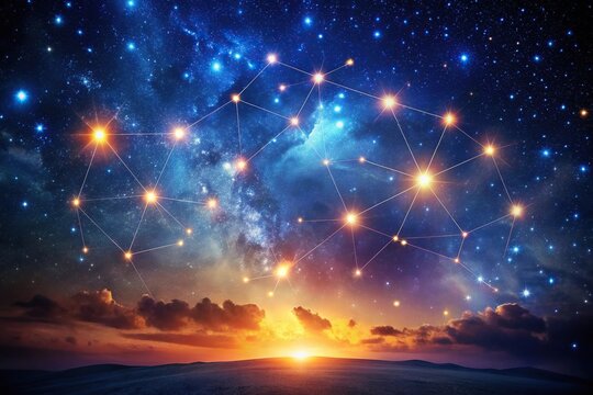 description: Mystical night sky featuring zodiac constellations and cosmic balances
