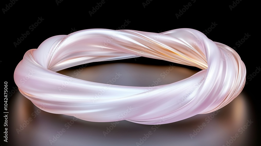 Poster elegant abstract pearl loop with iridescent twisted ribbon design