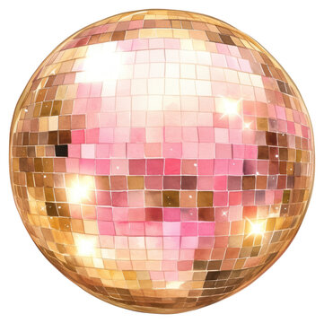 recommend clip art: PNG Pink and gold disco ball illustration sphere style.