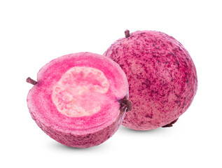 Red guava fruit isolated on white background