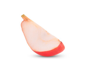 Red pear fruit on white background