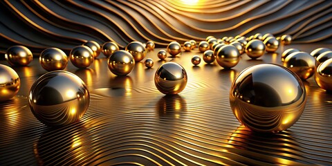 Obraz premium Abstract Gold Spheres with Wavy Surface Background for Urban Exploration Photography