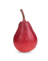 Red pear fruit on white background