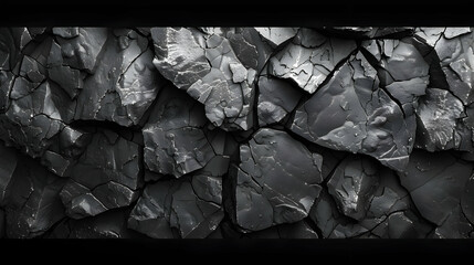 Black Cracked Stone 3D Abstract Background