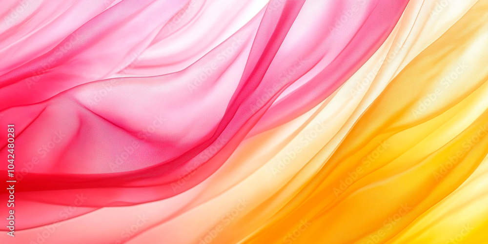 Poster background of fabrics with transparent and shiny texture in pink and yellow