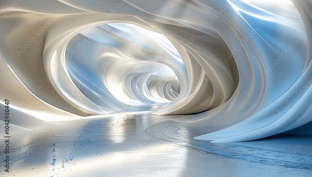 Poster 3d abstract white background with wavy lines and smooth light texture