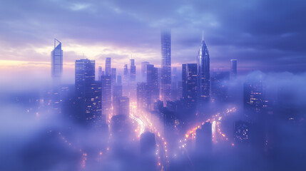 Fototapeta premium Purple Dawn Urban Skyline