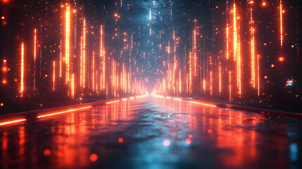 Neon Lights Pathway - Abstract 3D Illustration