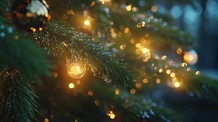 Sparkling Christmas Tree with Glowing Ornaments