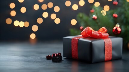 Captivating Black Friday sale promotion banner featuring striking glowing red neon lights against a dark background