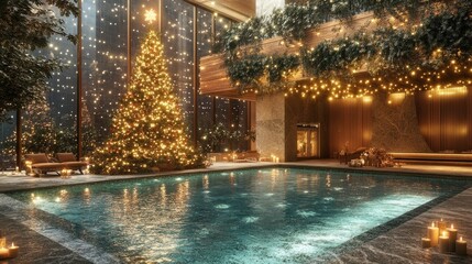 Cozy Winter Retreat with Christmas Tree and Pool