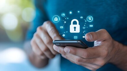 Secure Digital Access and Mobile Encryption Represented by a Hand Holding a Smartphone with a Lock Icon Symbolizing the Importance of Data Protection and Privacy in the Modern Technological World