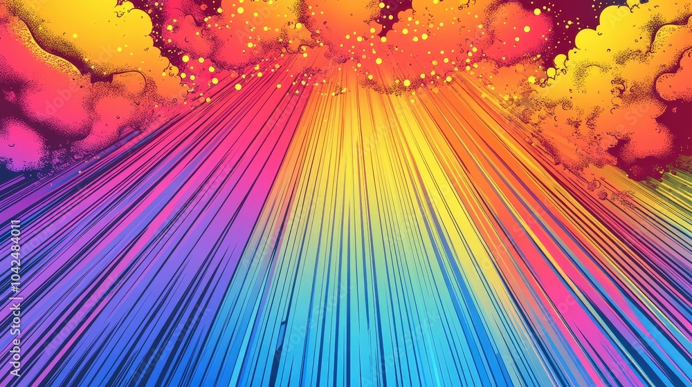 Poster colorful abstract background with light rays and clouds