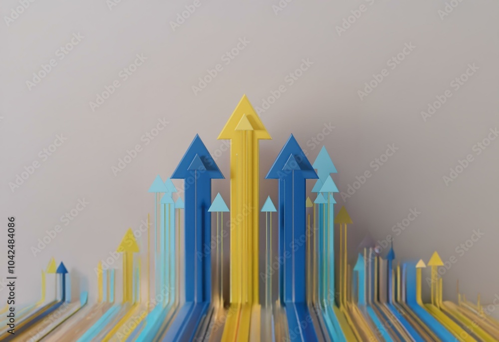 Aufkleber abstract colorful arrows pointing up, symbolizing growth and progress.
