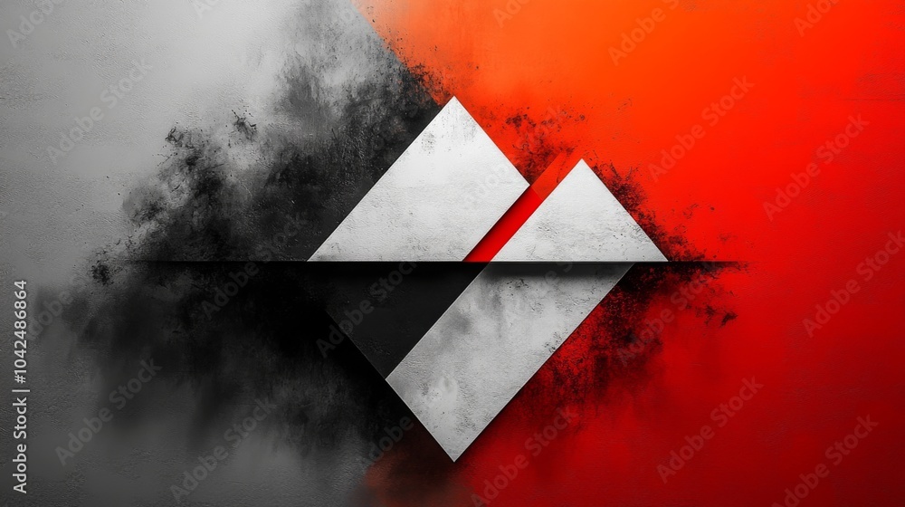 Aufkleber bold geometric shapes in black, white, and shades of red create a striking visual effect, highlighti