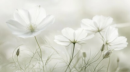 Fototapeta premium Delicate White Flowers in Soft Natural Light