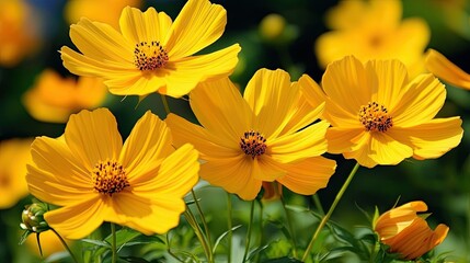 Obraz premium Vibrant Yellow Flowers in Blooming Garden