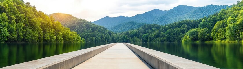 Fototapeta premium Clean water treatment plant with advanced filtration technology, surrounded by nature, environmental engineering, water sustainability