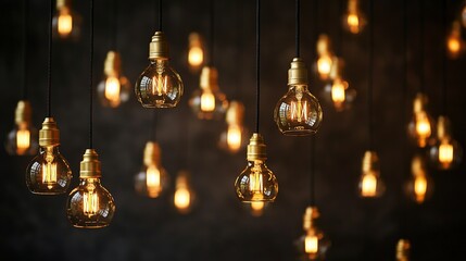 Vintage Hanging Light Bulbs in Beautiful Display