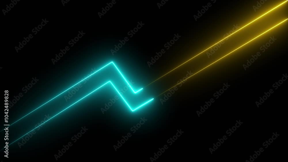 Poster black background abstract glowing neon lights blinking lines moving animation red color icon