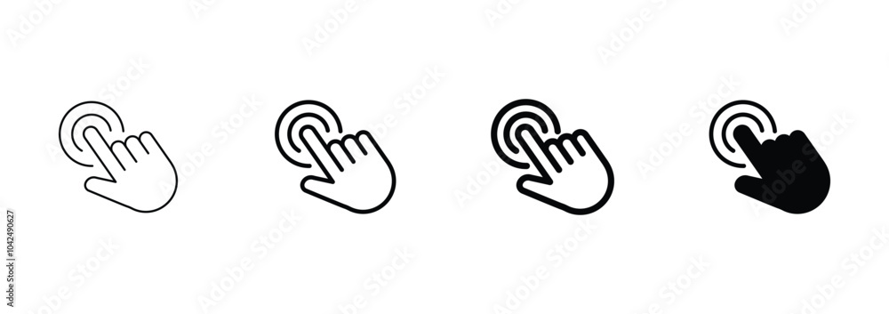 Poster pointing hand click icon. click cursor vector icon