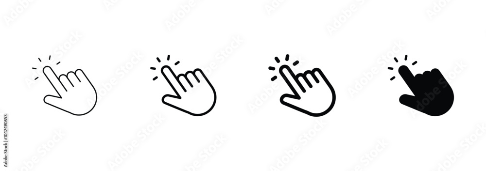 Poster pointing hand click icon. click cursor vector icon
