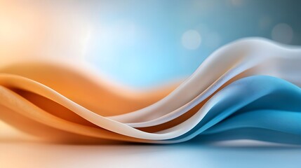 Obraz premium Vibrant abstract blur of golden and blue tones creating a soft fluid background with a serene calming atmosphere Elegant digital art with a modern minimalist aesthetic