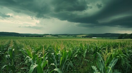 Stormy Sky Over Cornfield