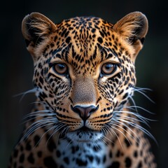 Obraz premium Fotografía de Jaguar o leopardo, mirando a la cámara, sutil, fiero y en asecho.