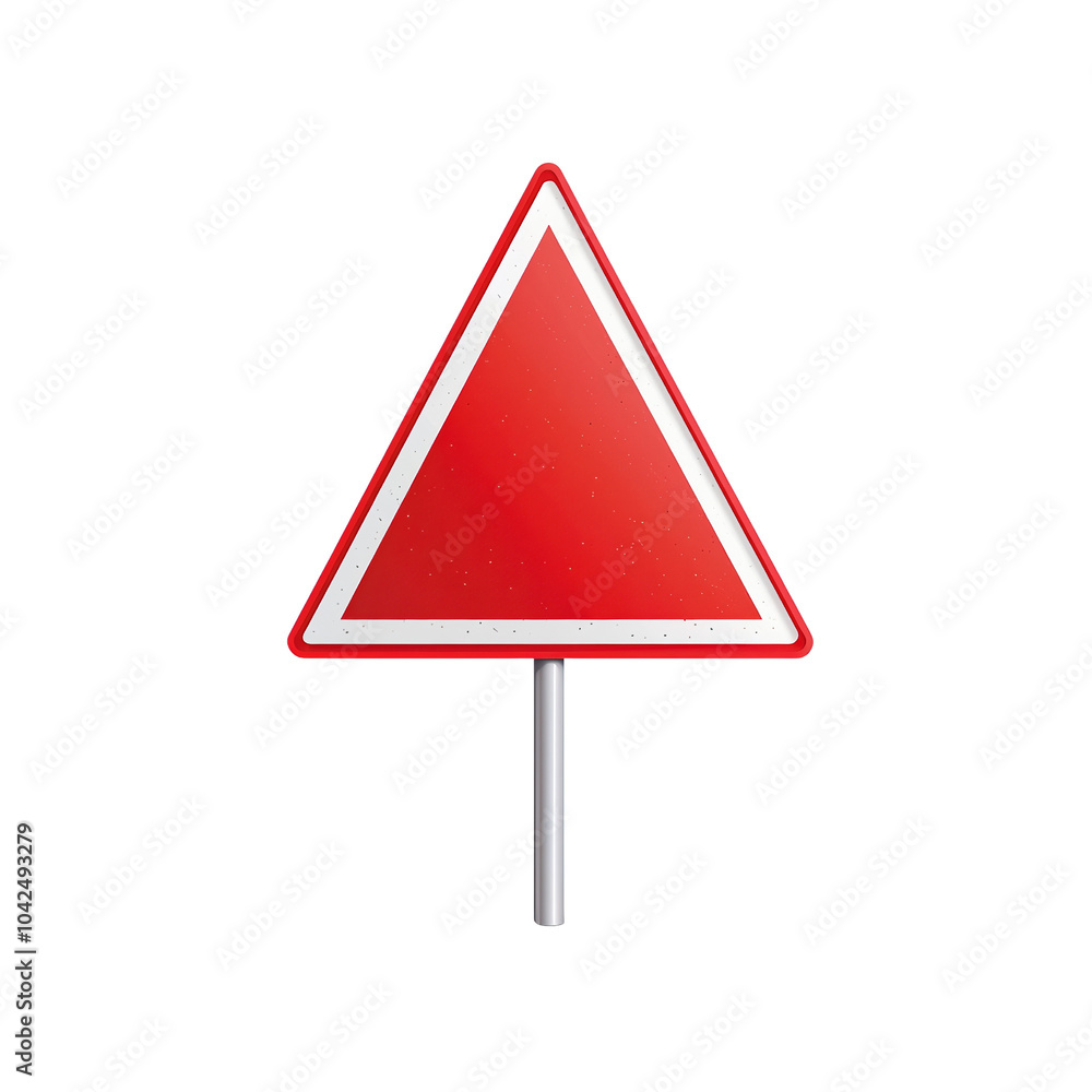 Poster red triangular caution sign on white isolated background. isolated on transparent background.