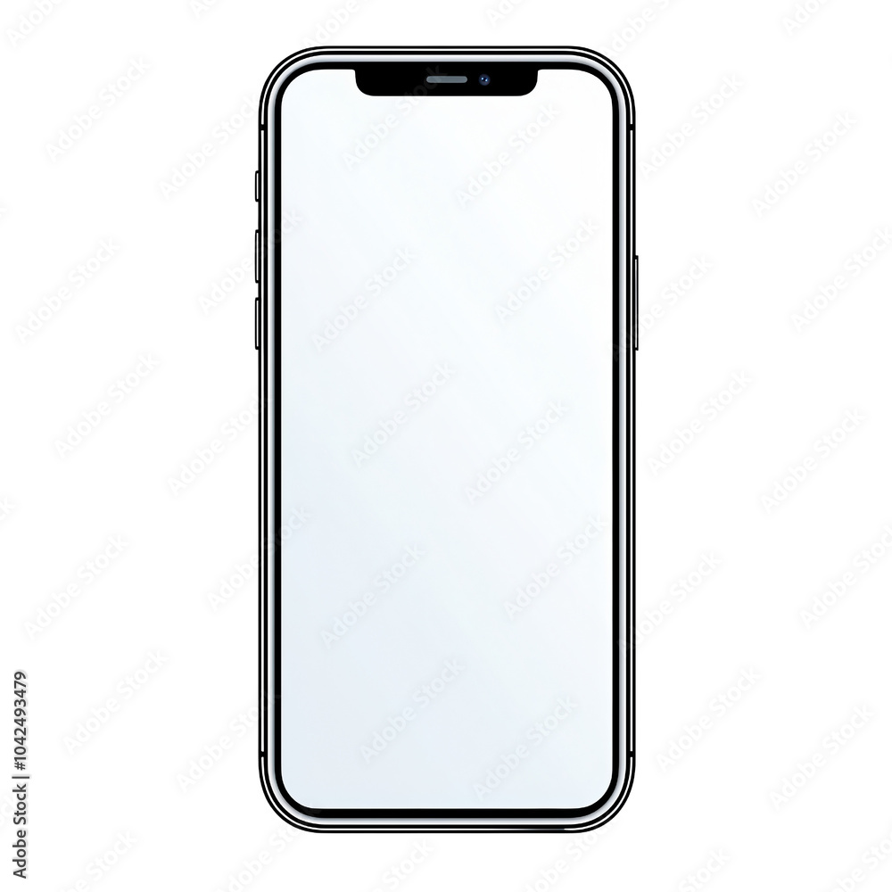 Poster smartphone with a blank screen on a white isolated background isolated on transparent background.