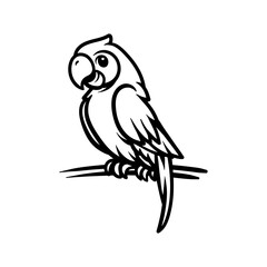 Fototapeta premium fun parrot bird cartoon character drawing coloring line art style sketch classic vintage design illustration