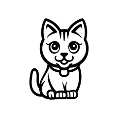 Obraz premium fun cat cartoon character drawing coloring line art style sketch classic vintage design illustration