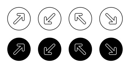 Upward rightward, downward leftward, upward leftward, and downward rightward arrow icon on circle background