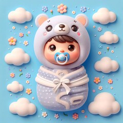 Cartoon newborn baby figure
