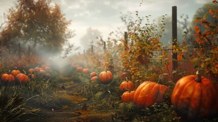 Pumpkin Patch in the Mist