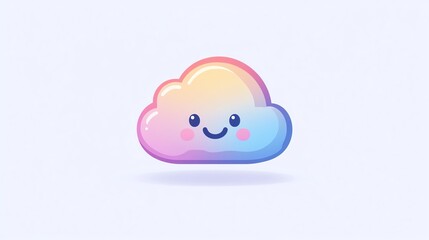 Cute smiling cloud, colorful and cartoonish