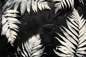 A black and white photo of a bunch of leaves