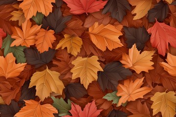 Fototapeta premium A vibrant collection of autumn leaves in shades of orange, yellow, and brown, creating a rich, textured background.